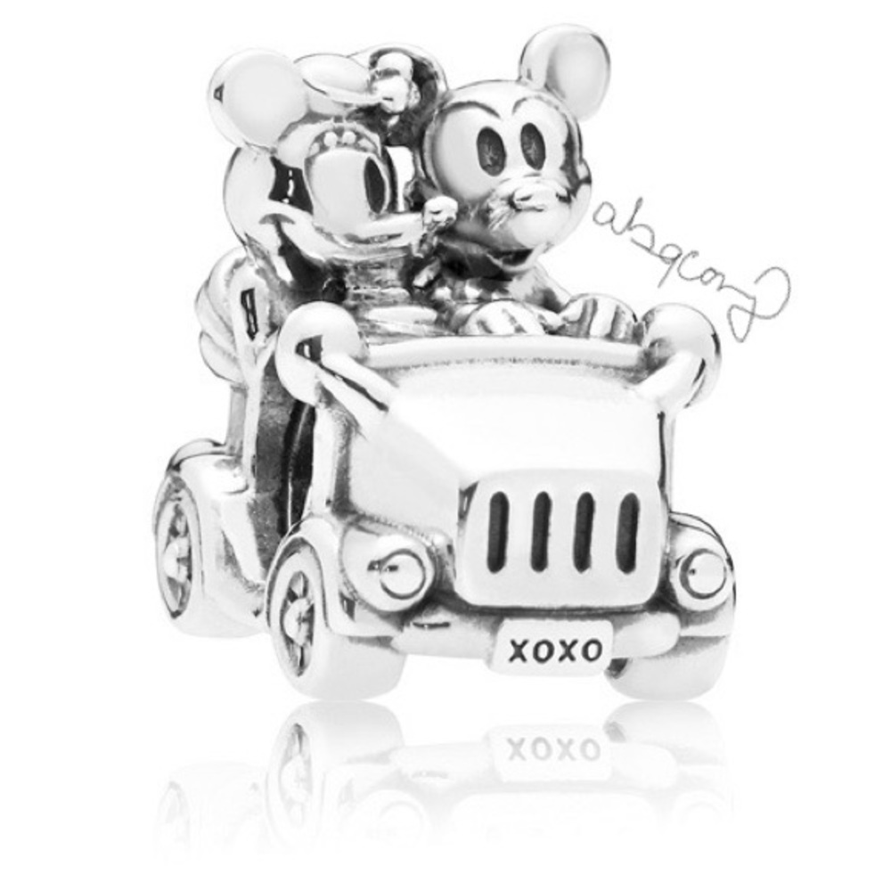EUC Pandora Retired 797174 Silver Mickey & Minnie Vintage Car Disney Charm